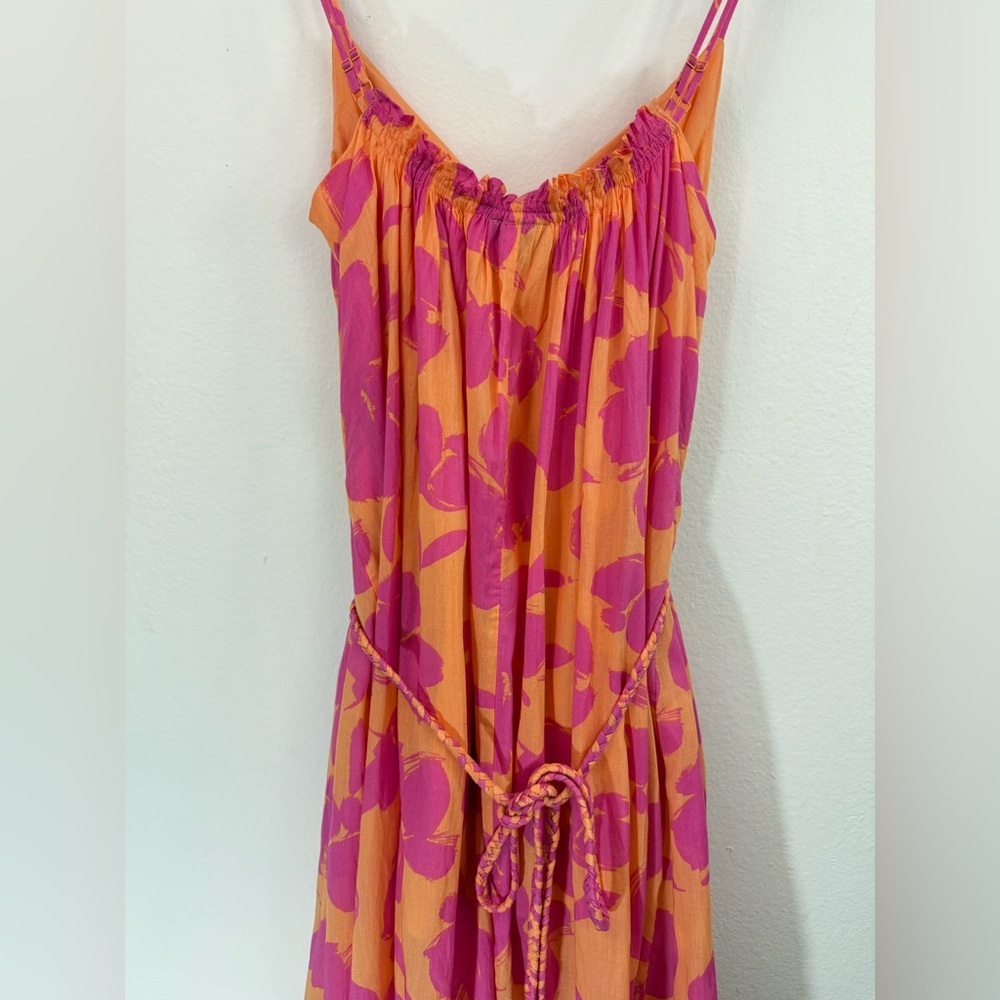 GAP Tie-Waist Cami Maxi Dress Pink Floral Print Size Small - Picture 9 of 12
